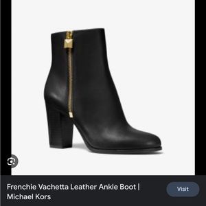 Michael Kors Frenchie Vachetta Black Leather Heeled Booties Size 7